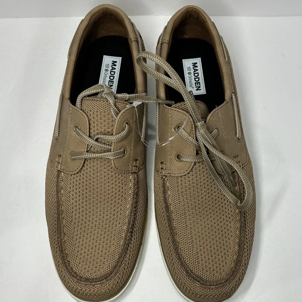 Madden Mens Tan Mesh Boat Shoes Ortholite Loafers Brown US 9.5 Preppy‎ Boat Shoe